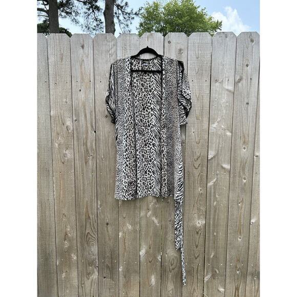 SEDUCTIVE WEAR by Cenima etoile‎ Animal Print Robe Size Small Sheer Sexy Lace - Picture 2 of 9